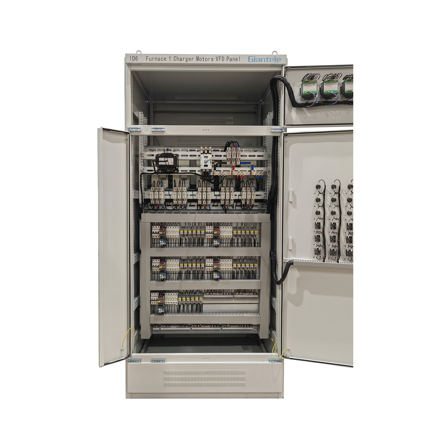 MCC door open — motor control center bucket internal layout MCC door open — motor control center bucket internal layout