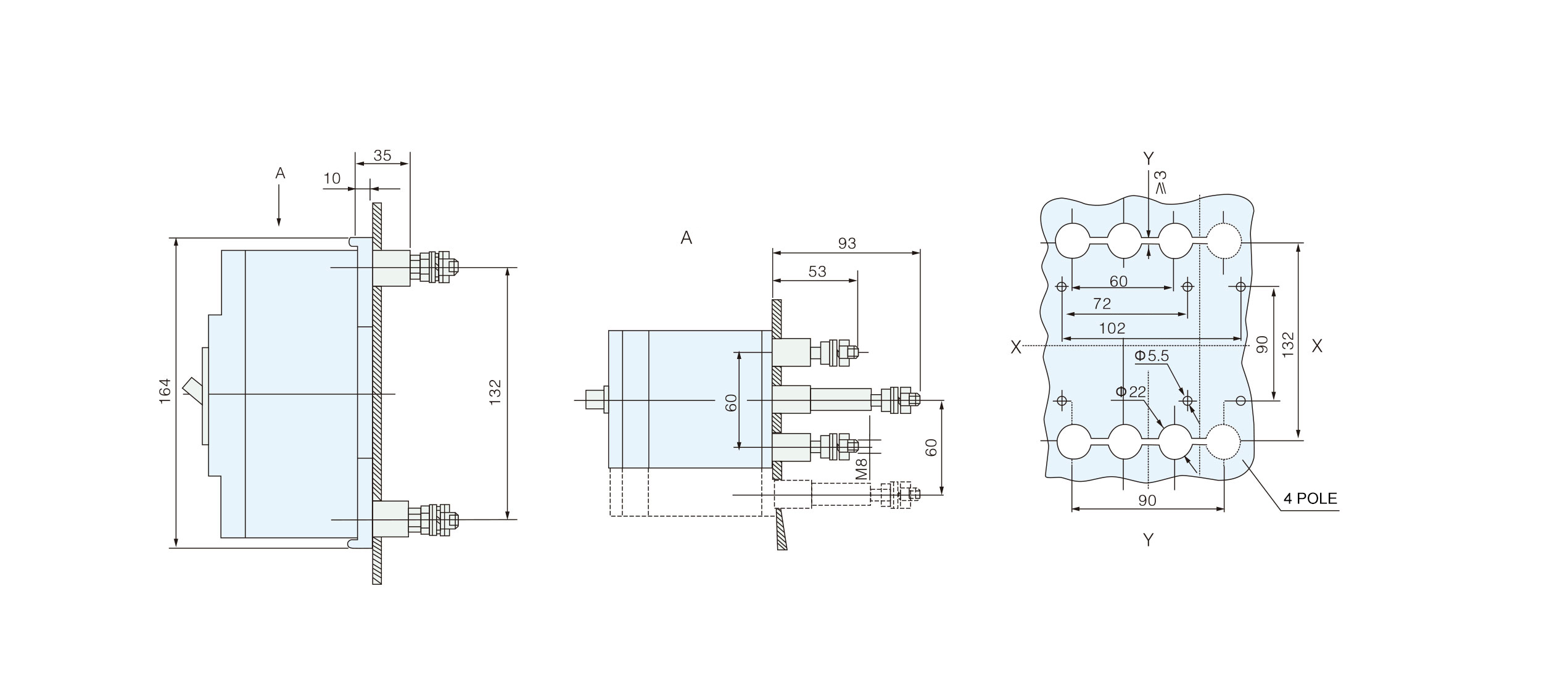 Dimensions of mccb