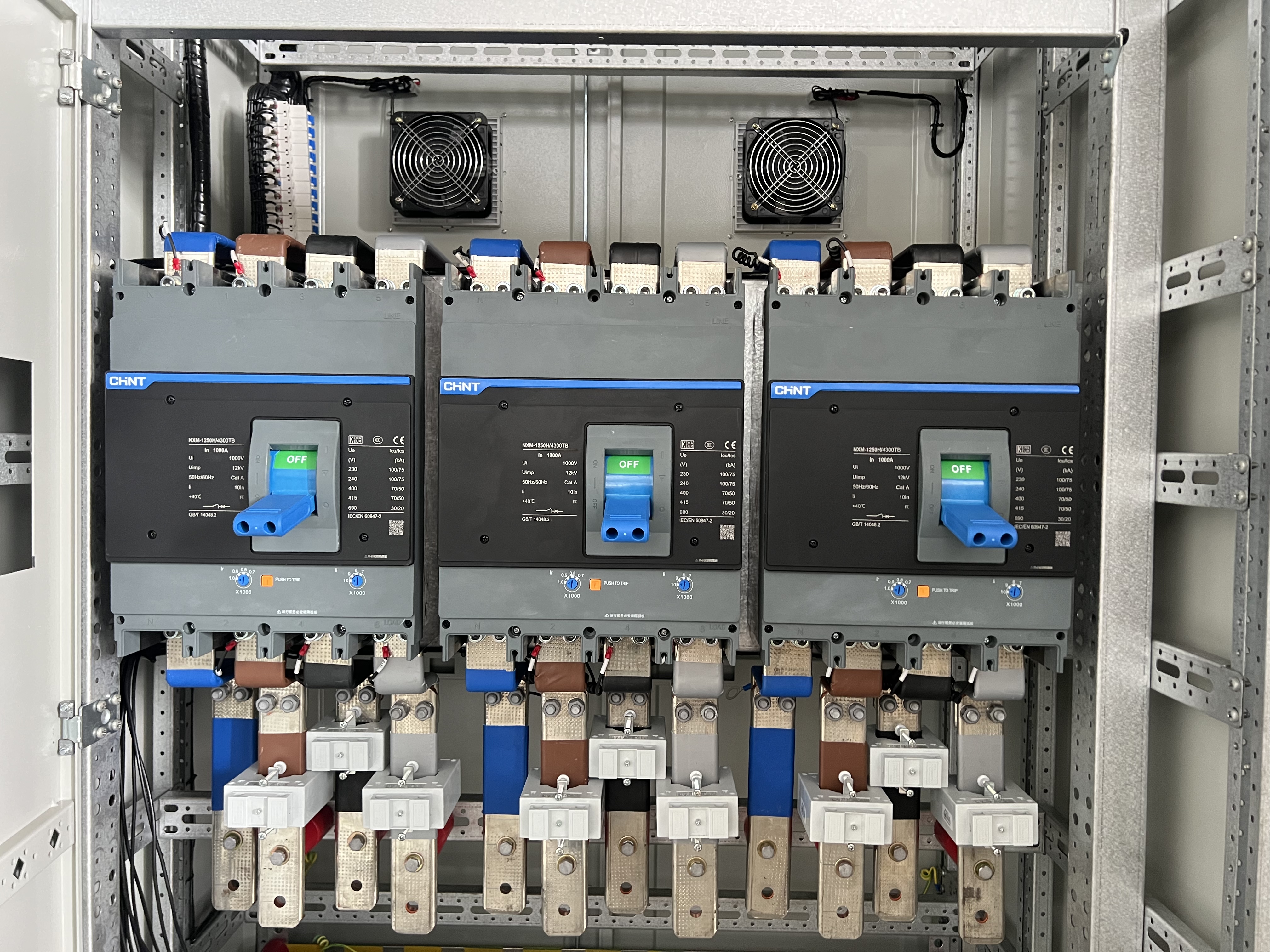 MCCB component inside motor control panel